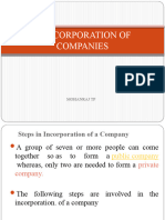 INCORPORATION OF COMPANIES