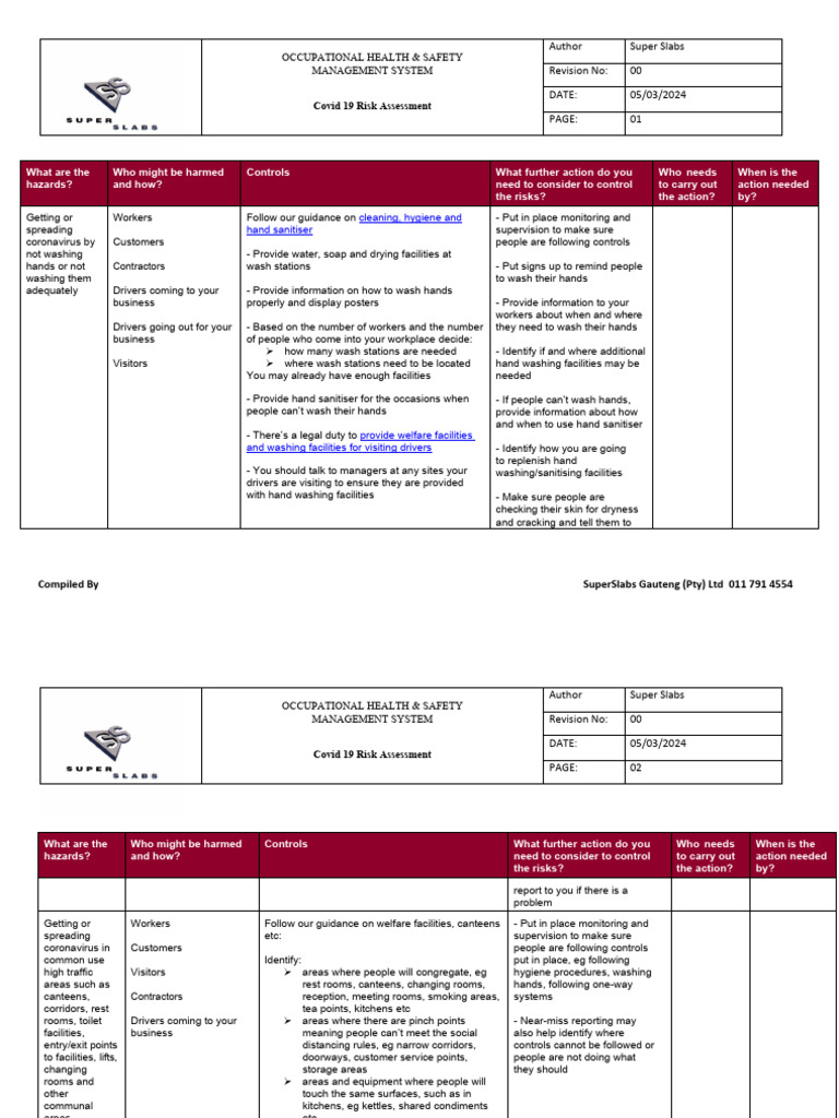 Covid 19 Risk Assessment Guidelines Pdf Personal Protective