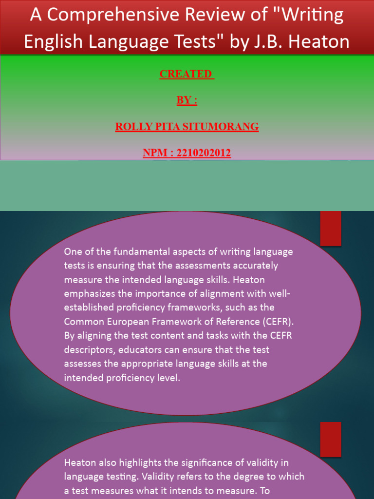 Language testing by j b heaton pdf validity statistics cognition