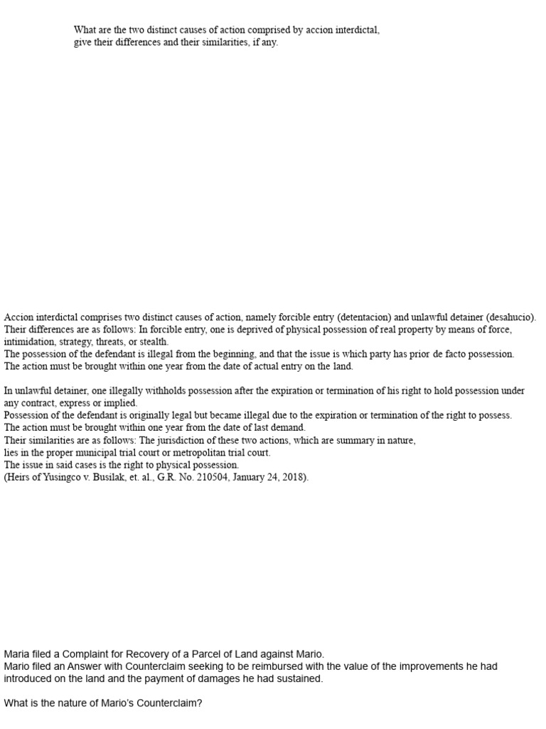 Causes of Accion Interdictal Explained | PDF | Hearsay | Witness