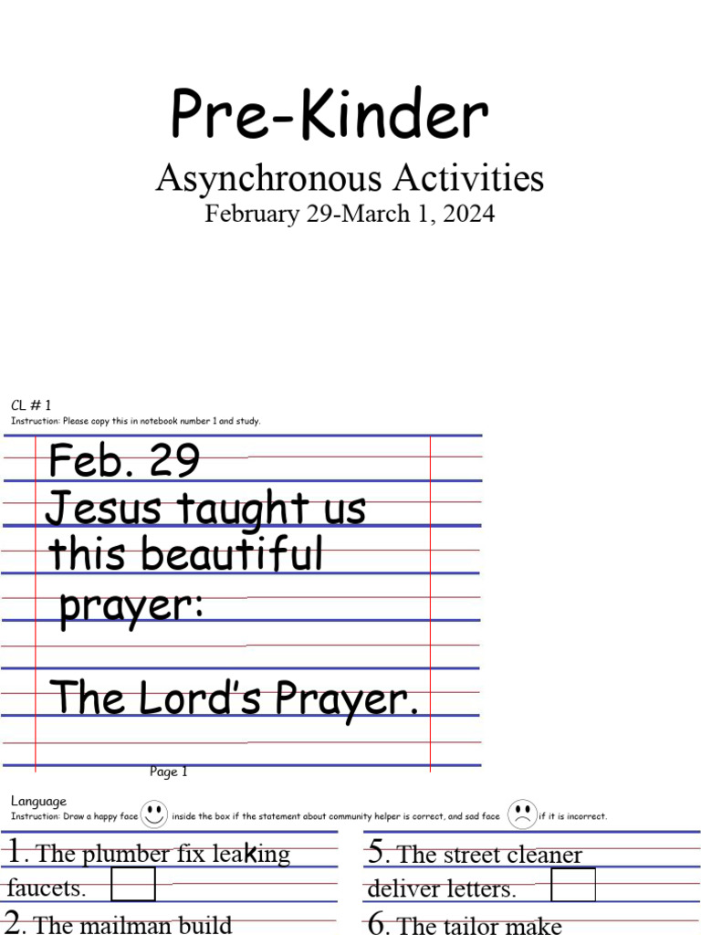 Pre-Kinder Asynchronous Activities Guide | PDF