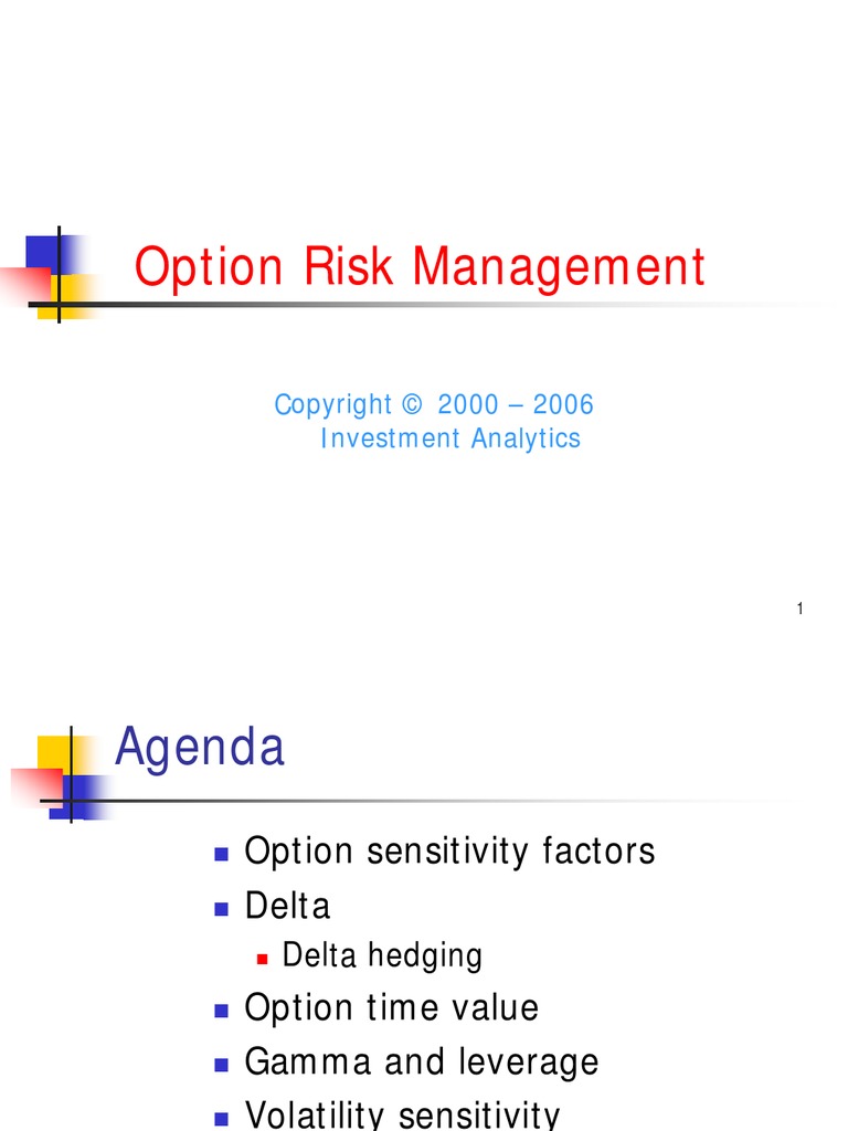 Derivatives Advanced Option Risk Management | PDF | Greeks (Finance ...
