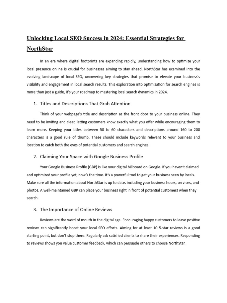 Local SEO Strategies for 2024 | PDF | Search Engine Optimization ...