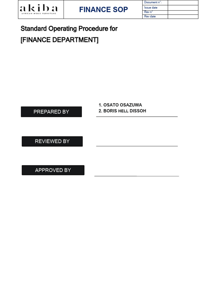 Finance Department SOP Guide | PDF | Accounts Payable | Receipt