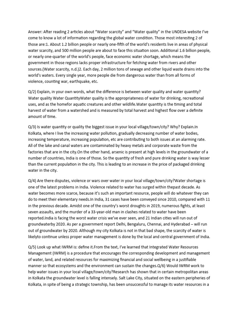 Kolkata's Water Crisis and Management | PDF | Water Scarcity | Water