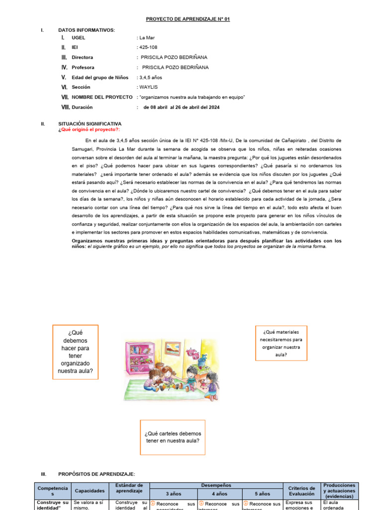 Proyecto de Aprendizaje en Aula Infantil | PDF | Las emociones | Evaluación
