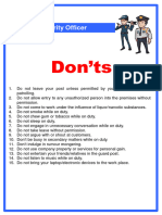 Security Officer 2 Do's & Don'ts