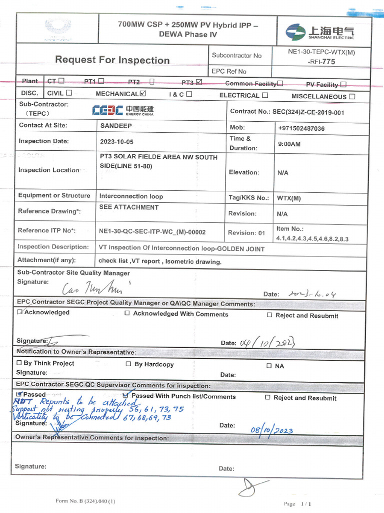 Rfi-775 NW Interconnection Golden Joint | PDF