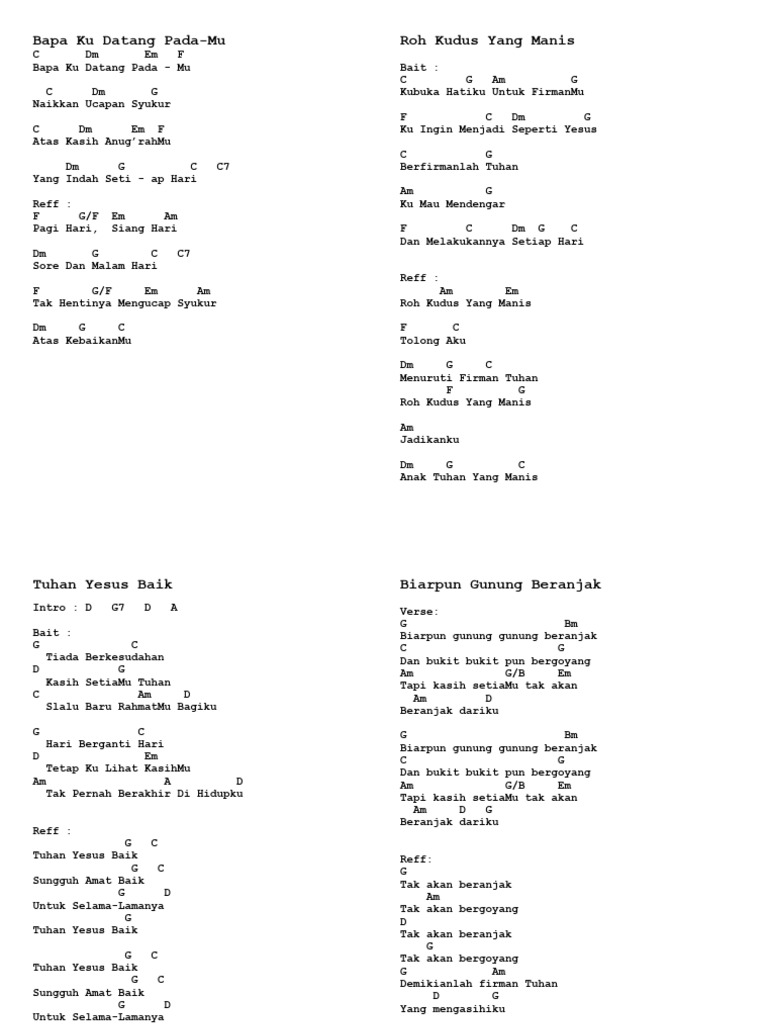 Lirik dan Chord Lagu Rohani | PDF