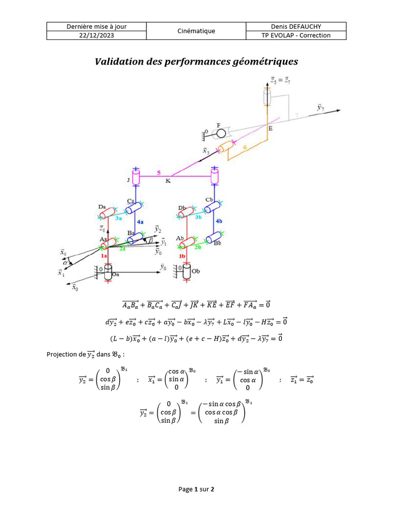 Correction TP EVOLAP - Cinématique | PDF