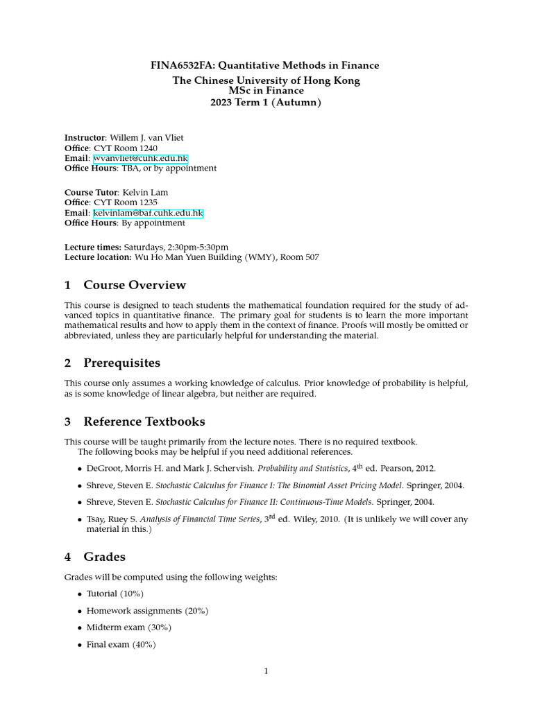 MSc Finance Quantitative Methods | PDF | Academic Dishonesty | Applied  Mathematics