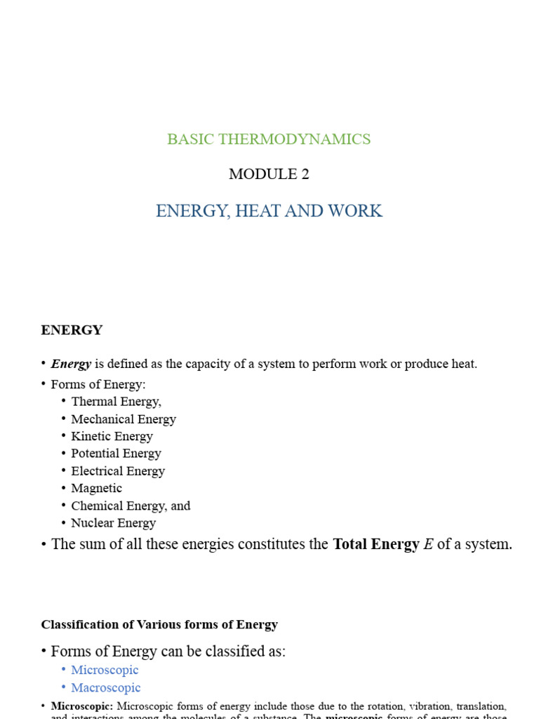 Energy, Heat, and Work Basics | PDF | Heat | Heat Transfer