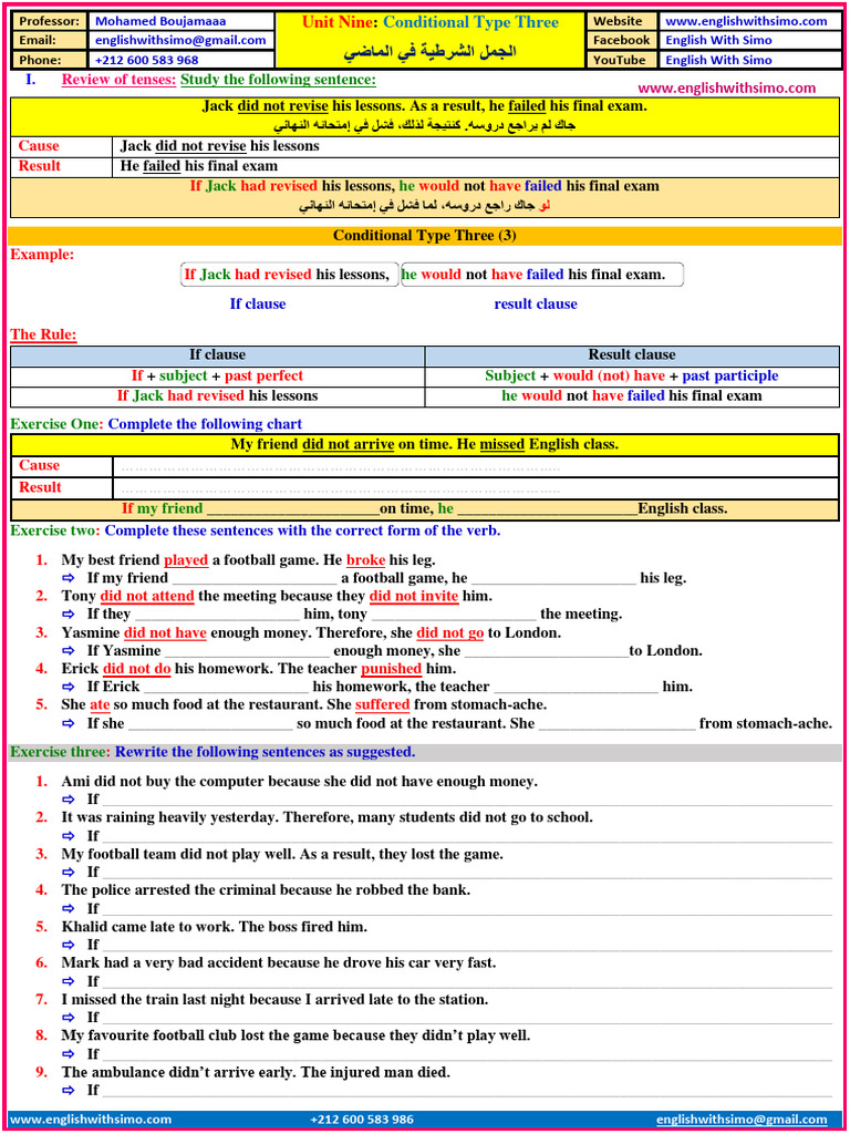 Conditional Type Three Explained | PDF | Linguistics | Linguistic ...