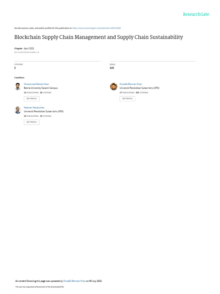 Blockchain for Sustainable Supply Chains | PDF | Supply Chain ...