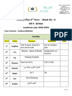 Gr9 British Weekly Plan For Week 6