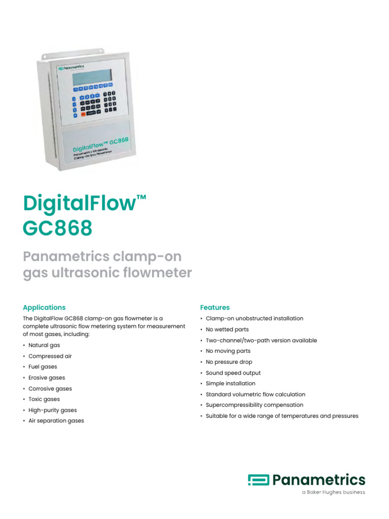 BHCS38687 Panametrics DigitalFlow GC868 Datasheet_R5 | PDF | Flow ...