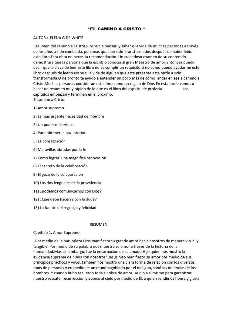 Resumen de "El Camino a Cristo" | PDF | Pecado | Cristo (título)