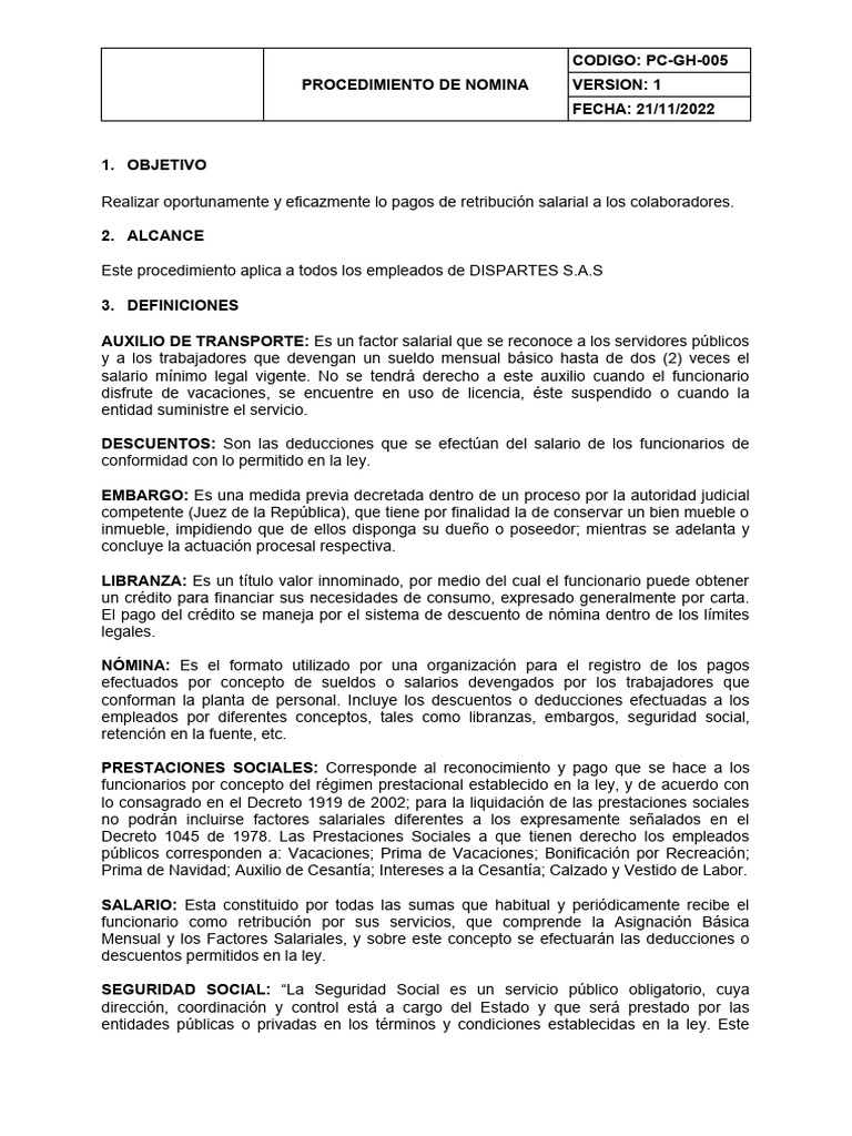 Procedimiento de Nómina | PDF | Salario | Economias