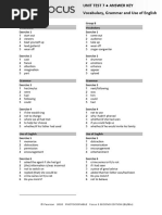 Focus 3 Unit Test 3 Answer Key | PDF