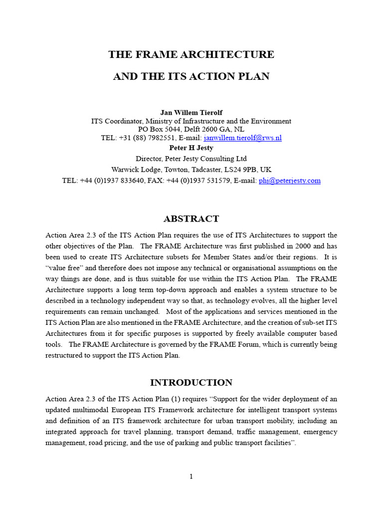 The frame architecture and the its action plan jan willem tierolf