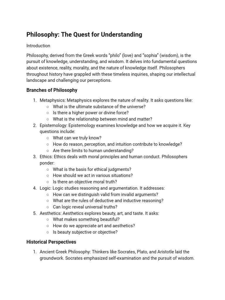 Exploring the Branches of Philosophy | PDF | Reason | Epistemology