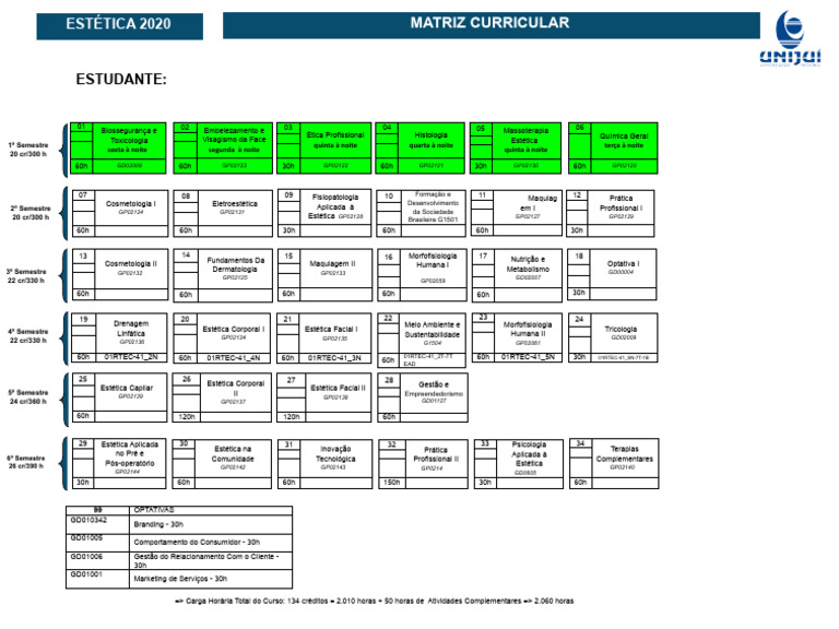 Matriz Curricular de Estética e Cosmética | PDF