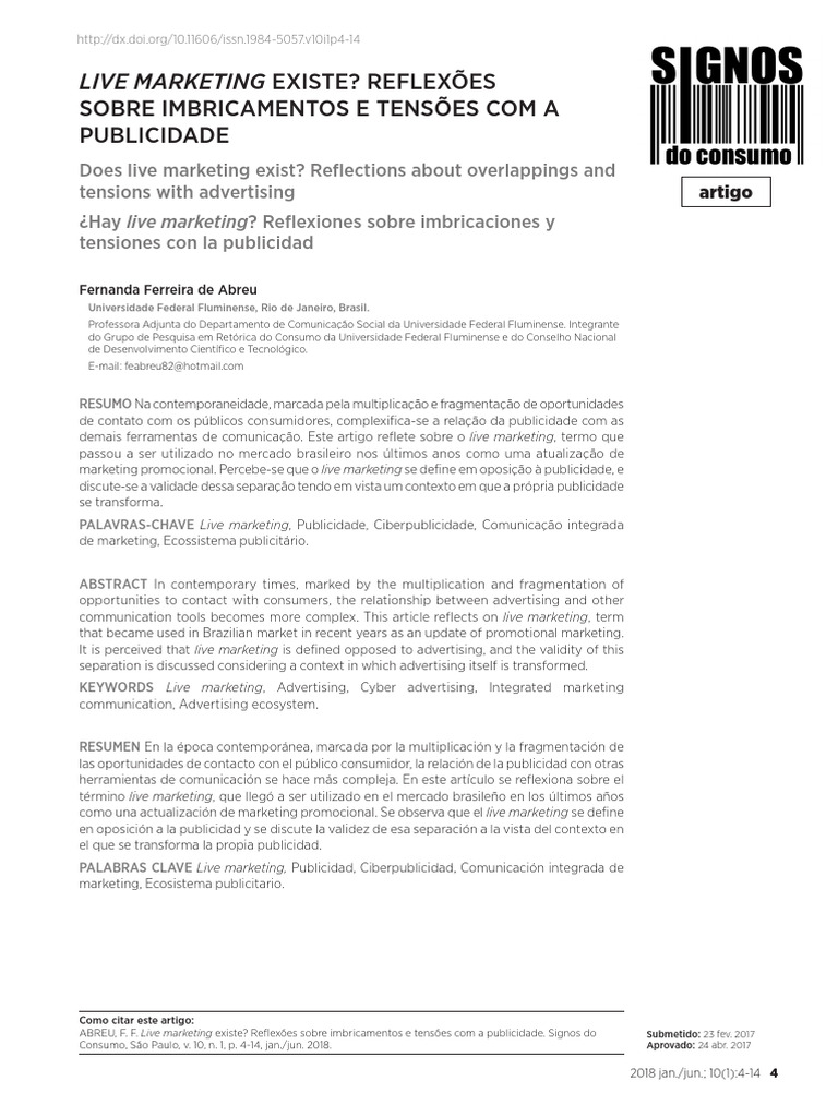 Live Marketing E Publicidade Reflexões Críticas Pdf Publicidade 