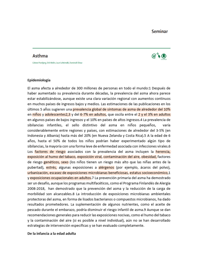 Asma LANCET 2023 ESPAÑOL PDF Asma Alergia