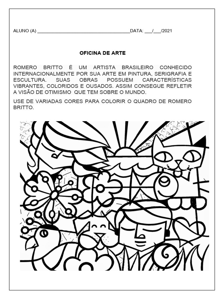 desenho para colorir romero britto