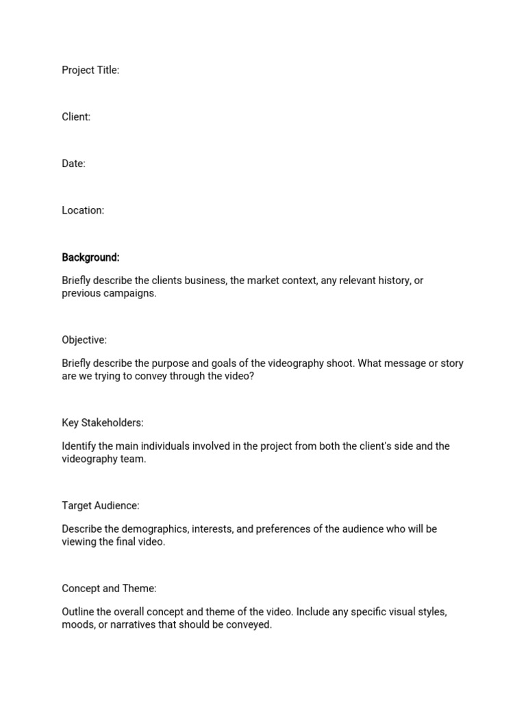 Videography Project Overview Template | PDF