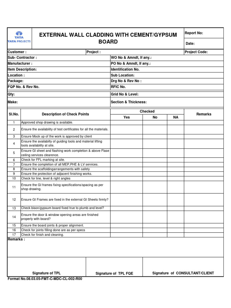 Checklist For External Wall Cladding With Bison - Gypsum Board | PDF ...