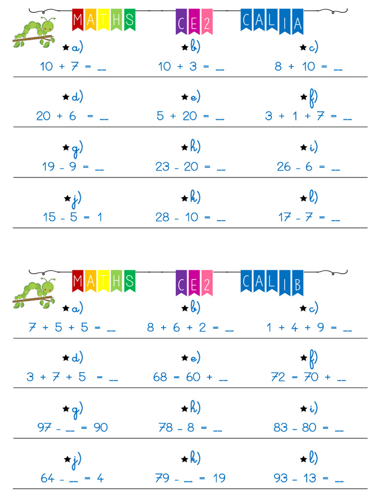 CE2 Math Exercises: Addition & Subtraction | PDF