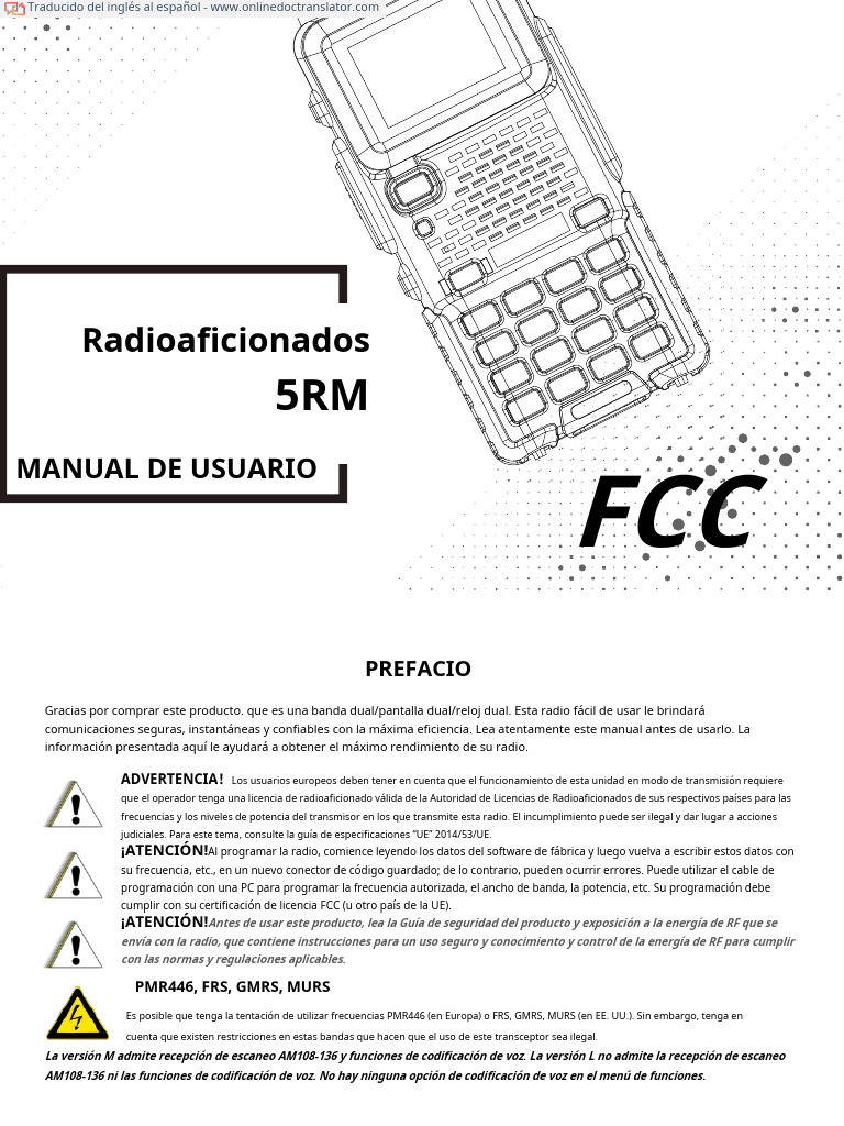 5RM Manual En.es PDF Radio Cargador de batería