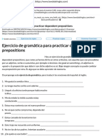 Ejercicio de gramática para practicar dependent prepositions