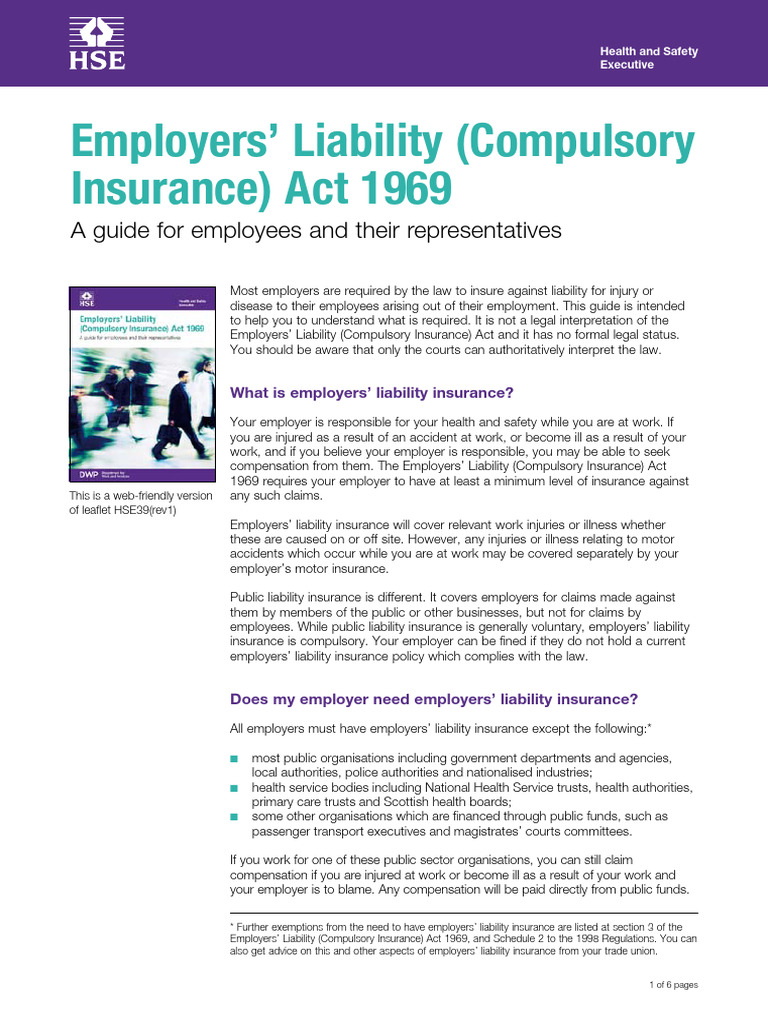 Employers' Liability Insurance Guide | PDF | Liability Insurance ...