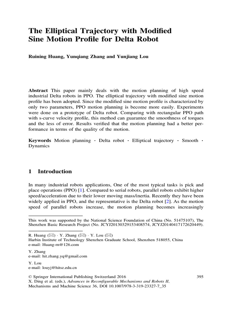 Elliptical Trajectory for Delta Robots | PDF | Acceleration | Ellipse