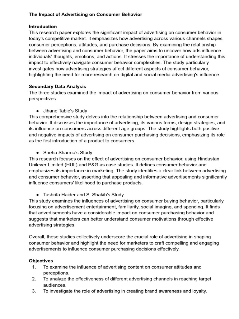 The Impact of Advertising On Consumer Behavior | PDF | Brand | Advertising