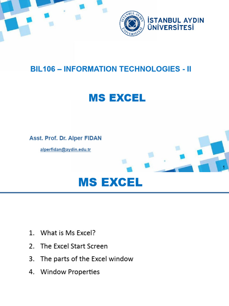 BIL106 1st Week | PDF | Microsoft Excel | Icon (Computing)