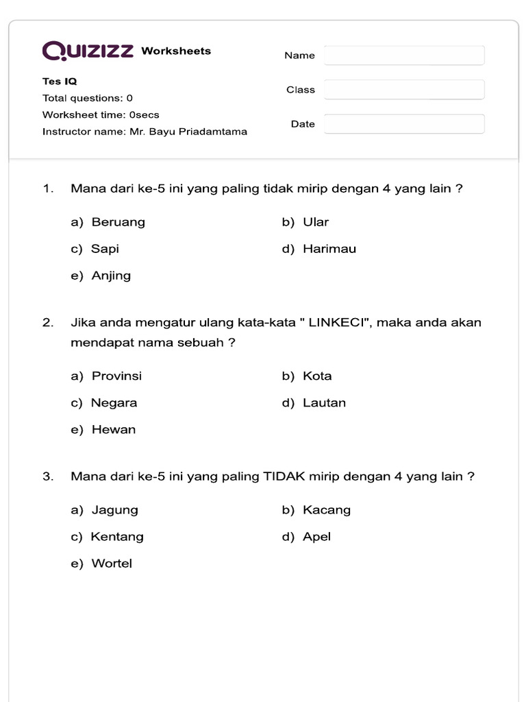 Soal Test Iq