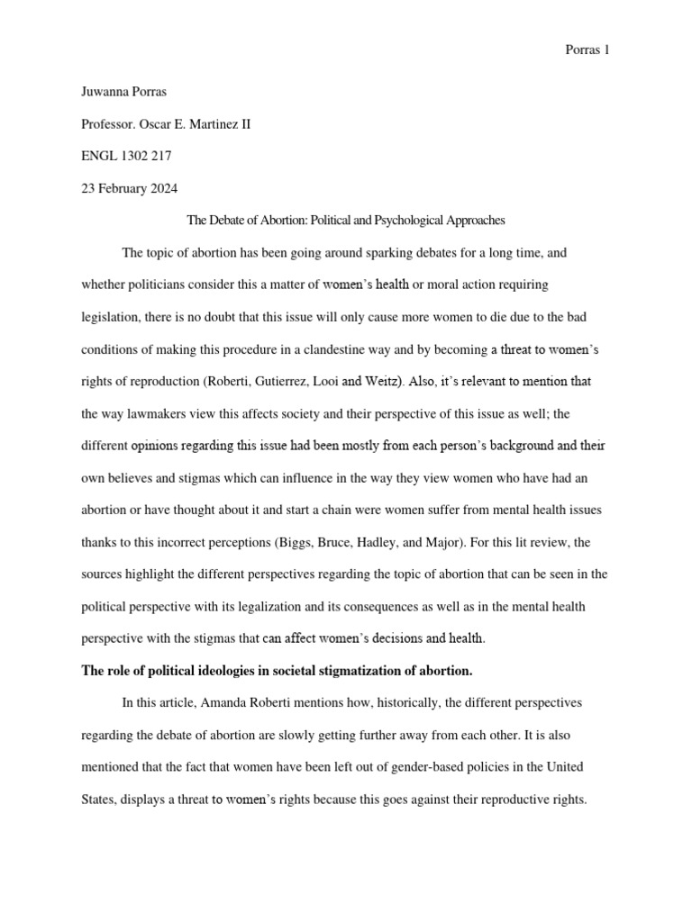 Juwy Lit Review Final Draft Copy 1 | PDF | Social Stigma | Abortion