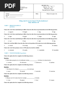 Tiếng Anh 8 I-Learn Smart World - Endterm 2 Đặc Tả