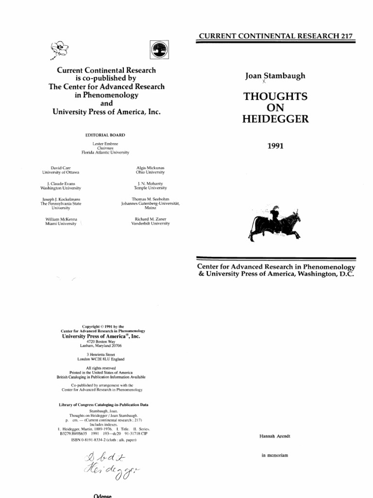 Joan Stambaugh Heidegger Primer PDF Being And Time Martin Heidegger