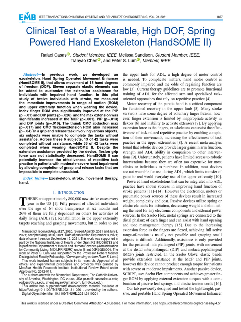 Clinical Test of A Wearable High DOF Spring Powered Hand Exoskeleton ...
