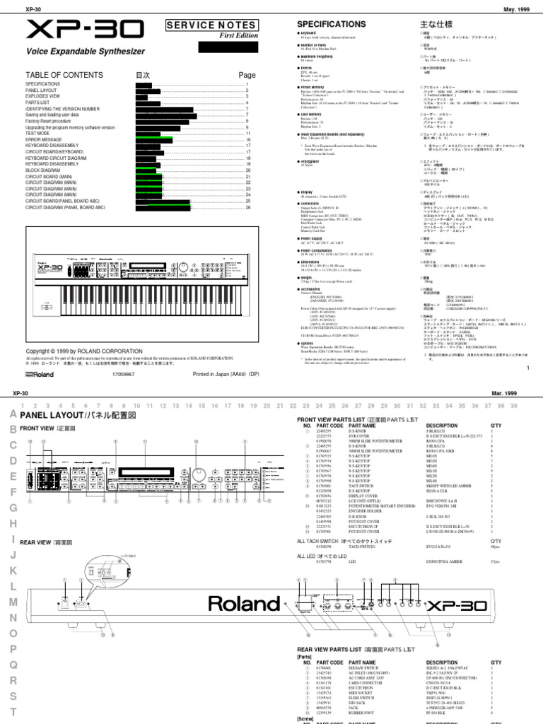Roland XP-30 | PDF | Synthesizer | Computer Engineering