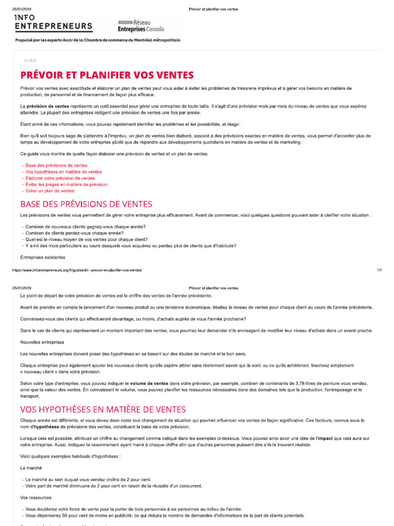 Guide De Planification Des Ventes Pdf