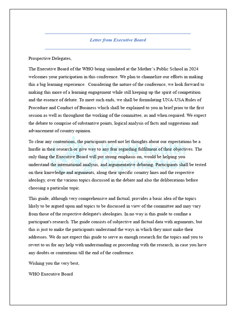 MUN background guide(WHO) PDF World Health Organization