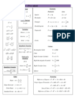 Algebra Formula Sheet