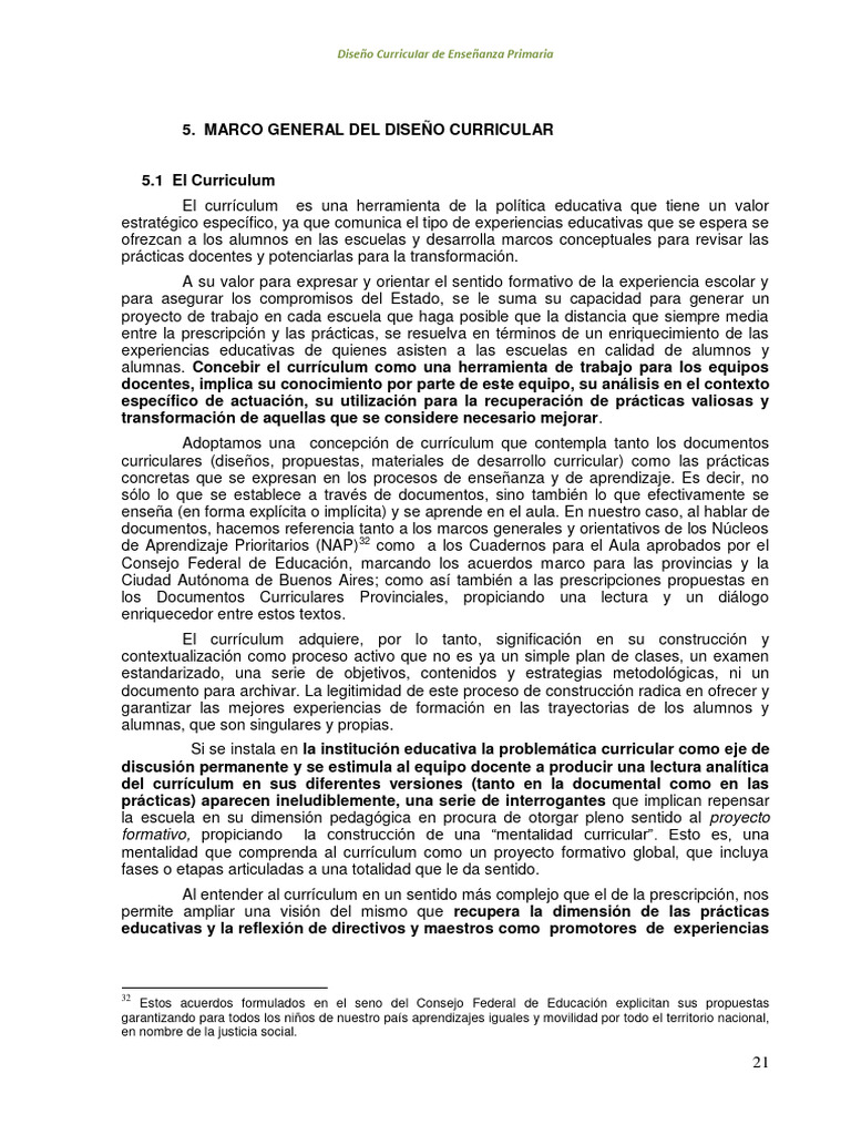 Diseño Curricular en Educación Primaria | PDF | Plan de estudios ...