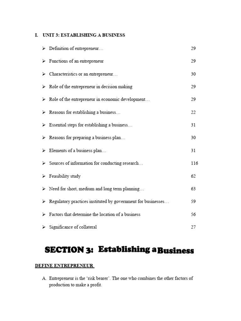 Establishing A Business Part 1 | PDF | Entrepreneurship | Factors Of ...