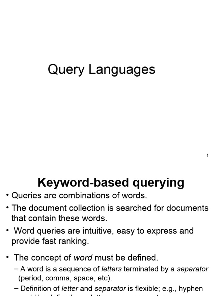 7 B - Query Languages | PDF | Information Retrieval | Word